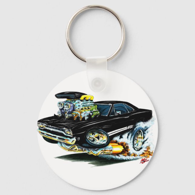 1968-69 Plymouth GTX Black Car Keychain (Front)