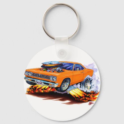 1968_69 Roadrunner Orange Car Keychain