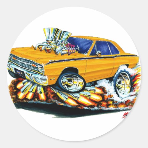 1968-71 Dodge Dart Orange Car Classic Round Sticker