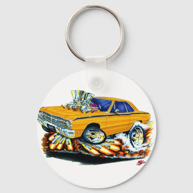 1968-71 Dodge Dart Orange Car Keychain (Front)