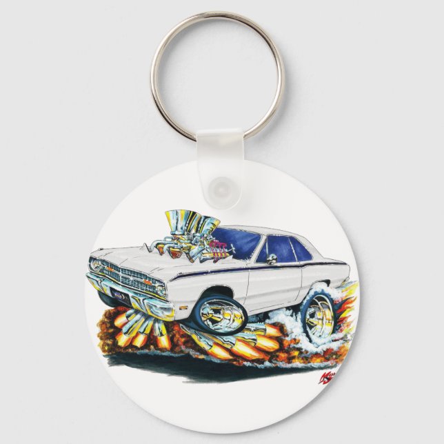 1968-71 Dodge Dart White Car Keychain (Front)