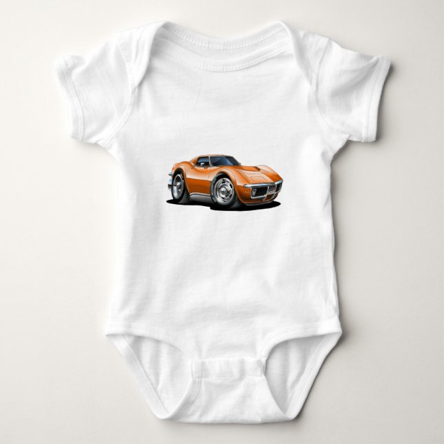1968-72 Corvette Orange Car Baby Bodysuit (Front)