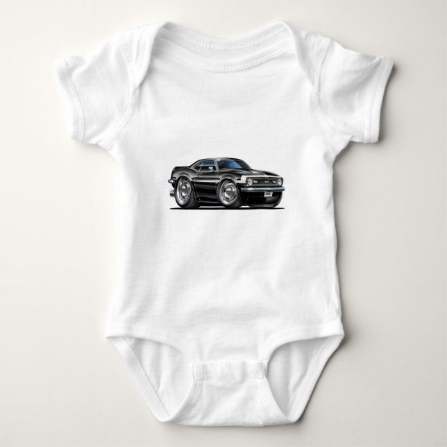 1968 Camaro Black-White Car Baby Bodysuit (Front)