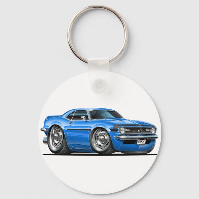 1968 Camaro Blue-Black Car Keychain (Front)