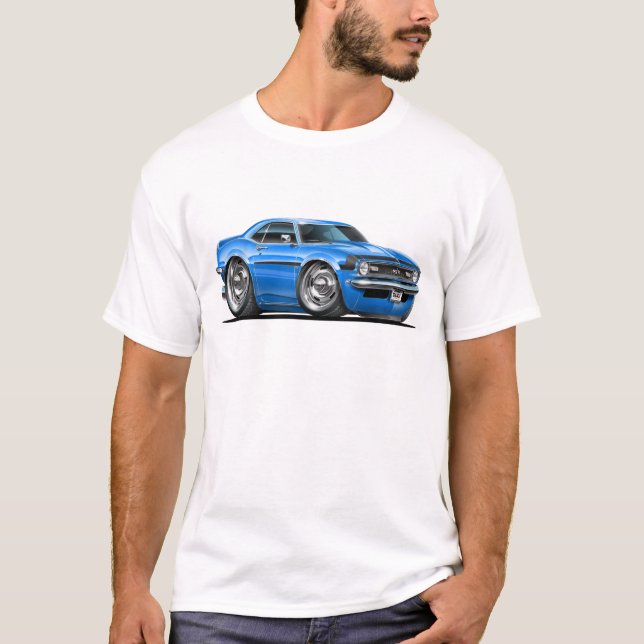 1968 Camaro Blue-Black Car T-Shirt (Front)
