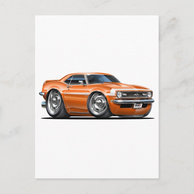 1968 Camaro Orange-White Car Postcard (Front)
