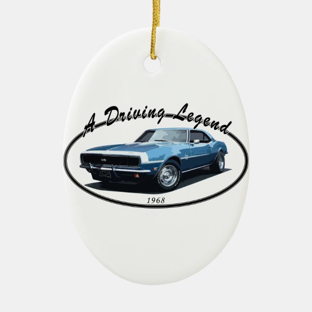 1968 CAMARO SS BLACK CERAMIC ORNAMENT (Front)