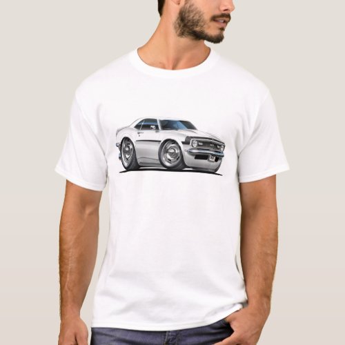 1968 Camaro White_Black Car T_Shirt