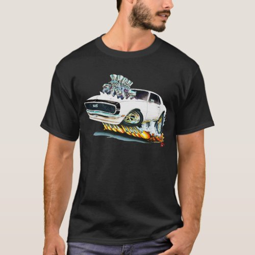 1968 Camaro White_Black Car T_Shirt