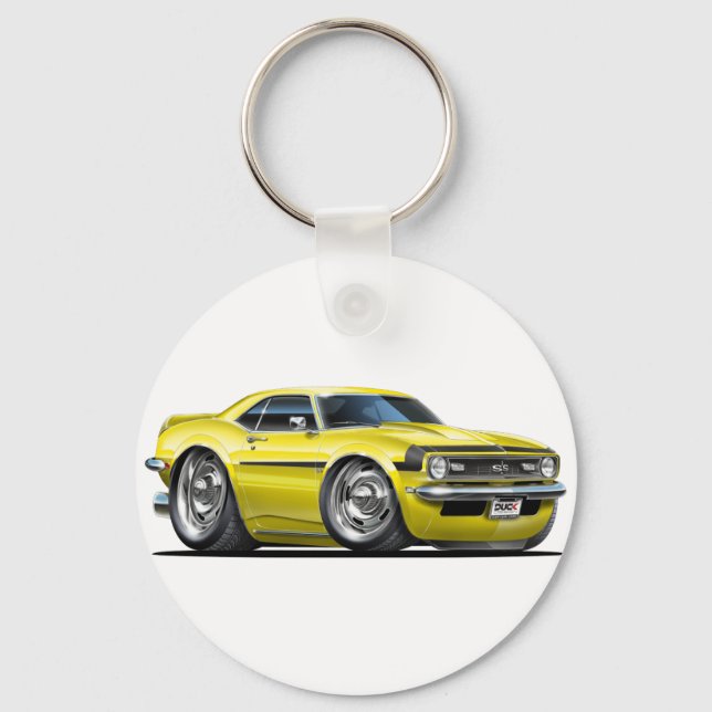 1968 Camaro Yellow-Black Car Keychain (Front)