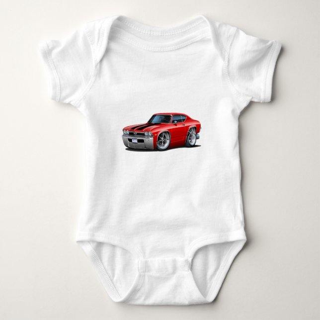 1968 Chevelle Red Black Car Baby Bodysuit (Front)