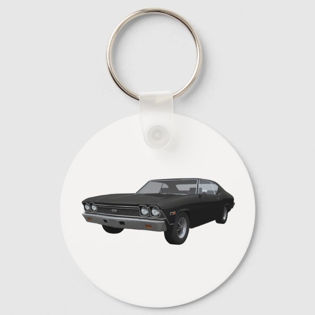 1968 Chevelle SS: Black Finish Keychain (Front)