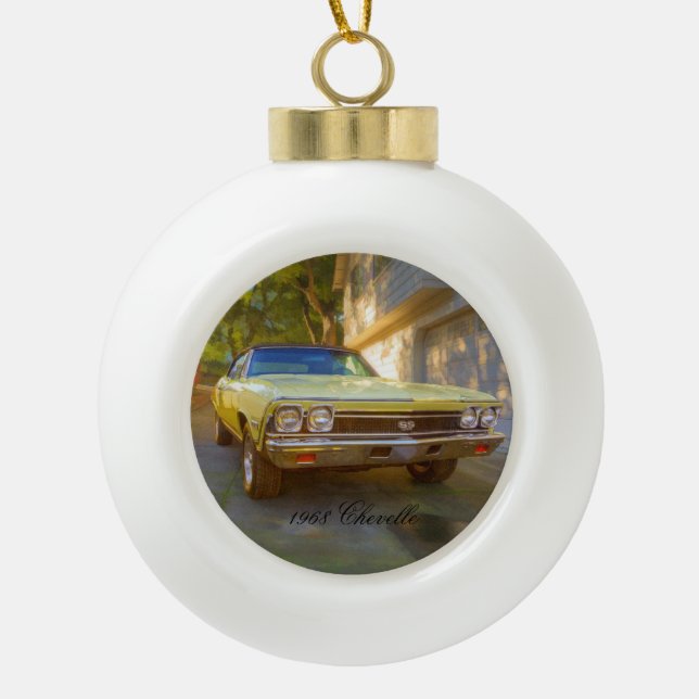 1968 CHEVROLET CHEVELLE SS CERAMIC BALL CHRISTMAS ORNAMENT (Front)