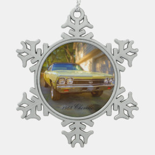 1968 CHEVROLET CHEVELLE SS SNOWFLAKE PEWTER CHRISTMAS ORNAMENT