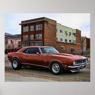 1968 chevy camaro muscle car poster