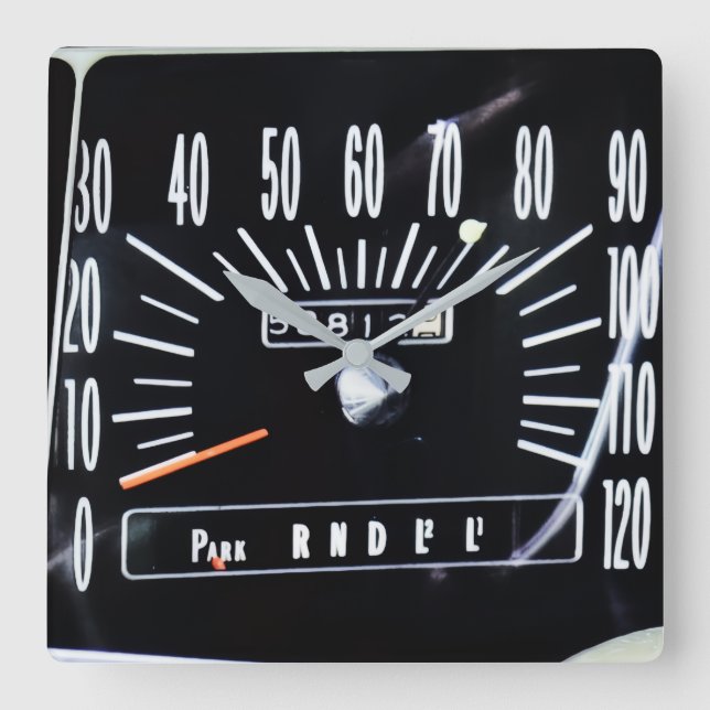 1968 Classic Car Speedometer Square Wall Clock (Front)