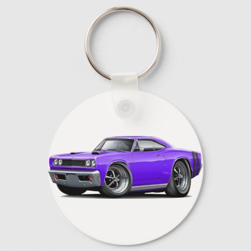 1968 Coronet RT Purple-Black Double Hood Scoop Car Keychain