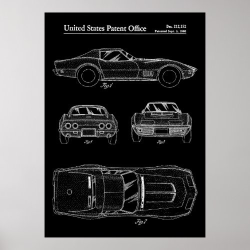 1968 Corvette Stingray Patent Poster