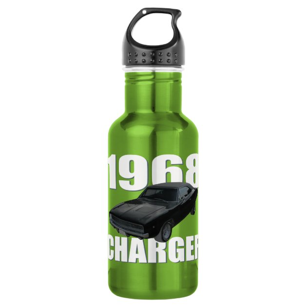 1968 dodge charger rt green water bottle | Zazzle