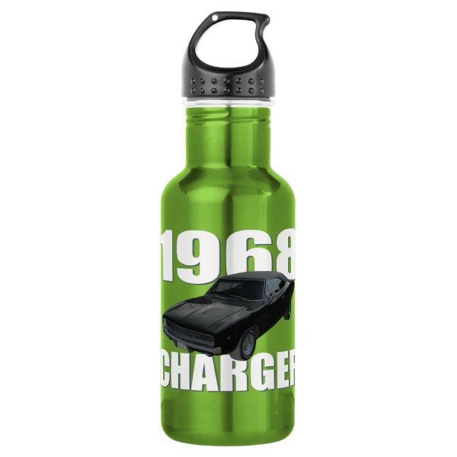 1968 dodge charger rt green water bottle (Front)