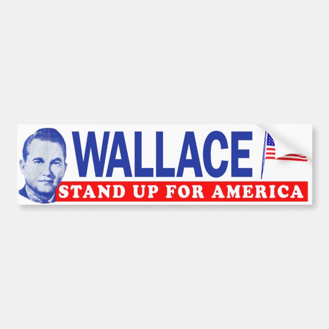1968 George Wallace "Stand Up For America" Bumper Bumper Sticker (Front)