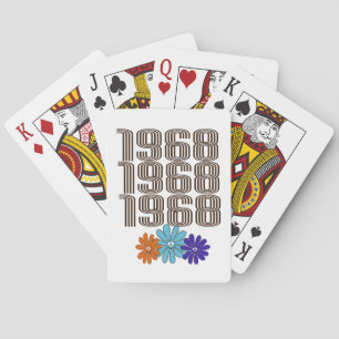 1968 Hippie Peace Sign Flowers Orange Aqua Purple Poker Cards