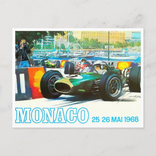 1968 Monaco Grand Prix vintage racing Postcard