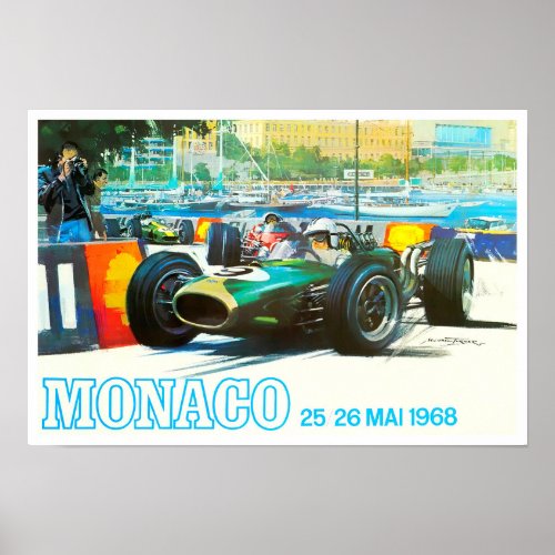 1968 Monaco Grand Prix vintage racing Poster