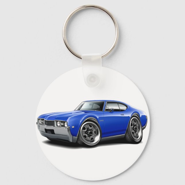 1968 Olds 442 Blue Car Keychain (Front)