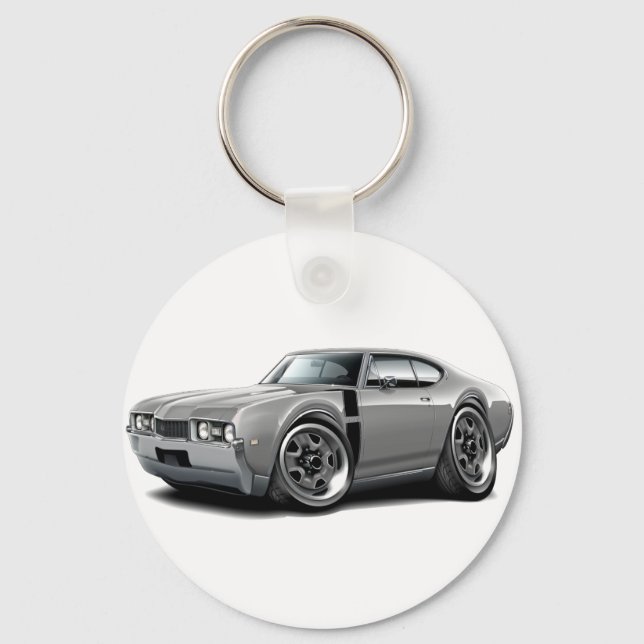1968 Olds 442 Grey-Black Car Keychain (Front)