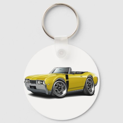 1968 Olds 442 Yellow-Black Convertible Keychain