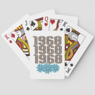 1968 Peace Sign Aqua Hippie Flower Power Poker Cards