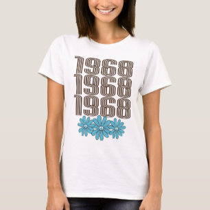 1968 Peace Sign Aqua Hippie Flower Power T-Shirt