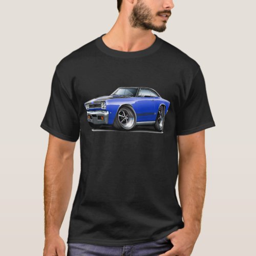 1968 Plymouth GTX Blue-Black Hood Car T-Shirt