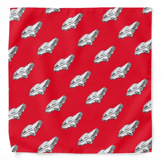 1968 Plymouth Roadrunner Muscle Car Illustration Bandana (Front)