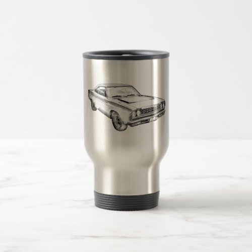 1968 Plymouth Roadrunner Muscle Car Illustration Travel Mug