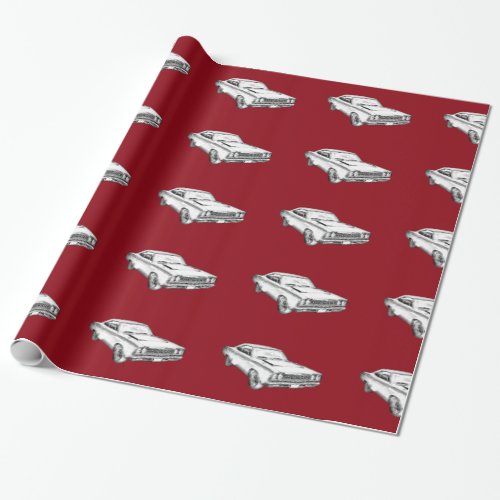 1968 Plymouth Roadrunner Muscle Car Illustration Wrapping Paper