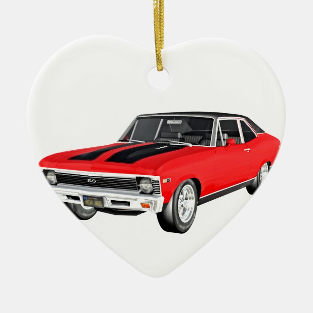 1968 Red Muscle Car Ceramic Ornament (Front)
