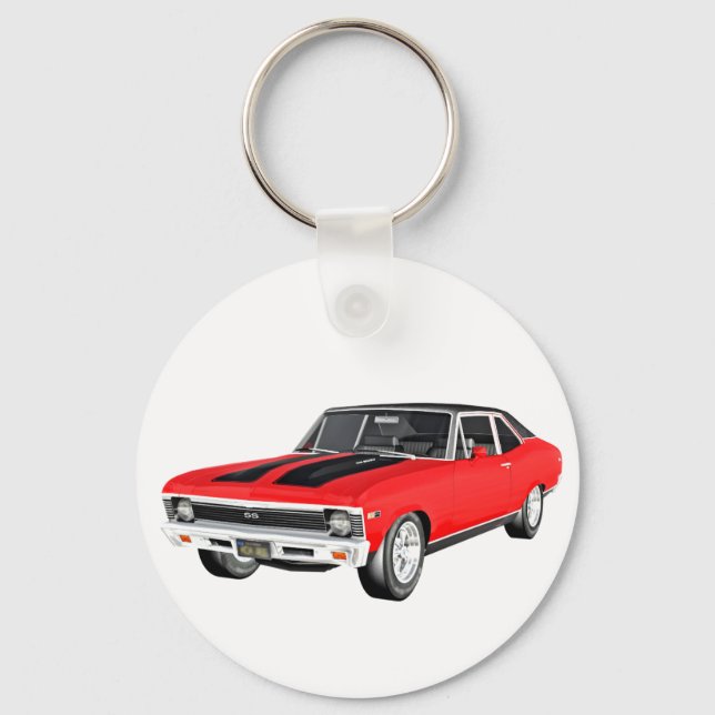 1968 Red Muscle Car Keychain (Front)
