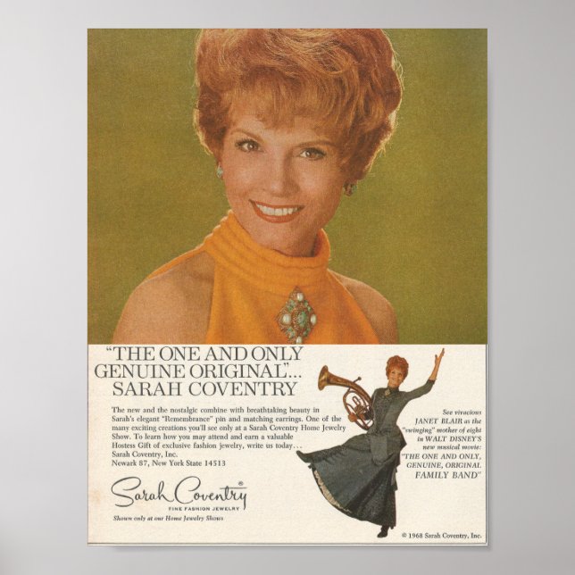 1968 Sarah Coventry Advertisement Poster (Front)
