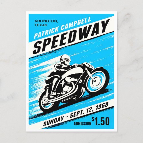1968 Speedway vintage motorcycle Postcard