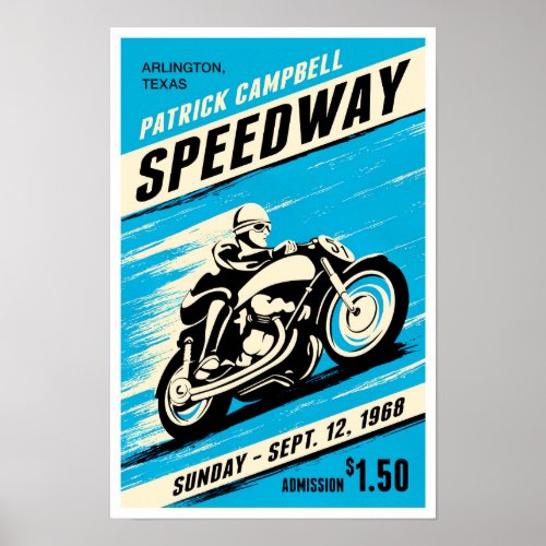 1968 Speedway vintage motorcycle Poster