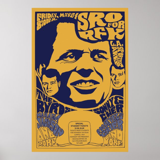 1968 "Standing Room Only" RFK Psychedelic Poster (Front)