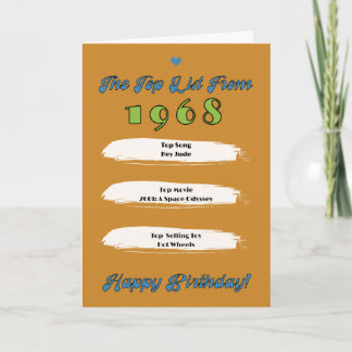 1968 Top List Birthday Card