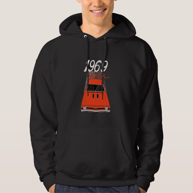 1969 69 Chevys Nova 2 Classic Car Old School Muscl Hoodie (Front)