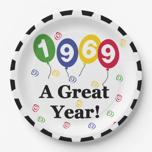 1969 A Great Year Birthday Paper Plates (Front)