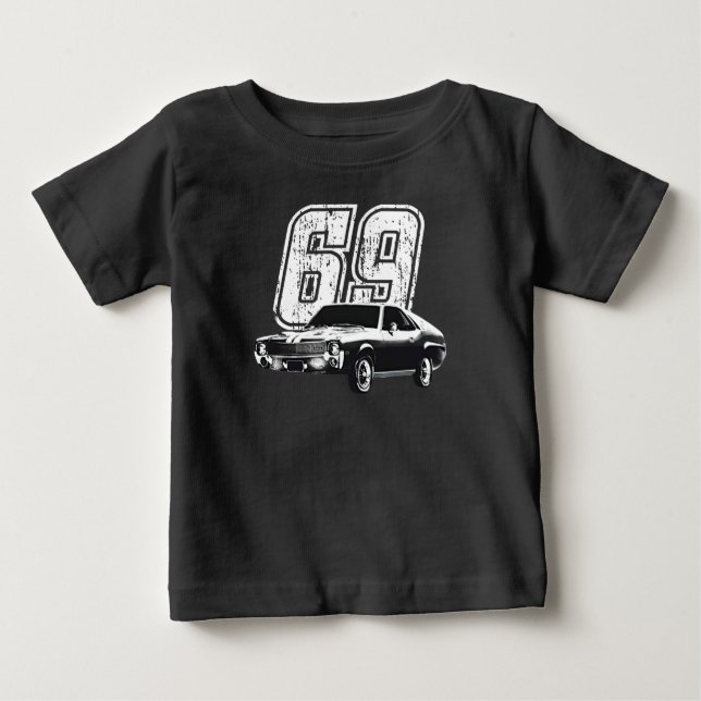 1969 AMC AMX Front Three Quarter View with Car Mod Baby T-Shirt (Front)