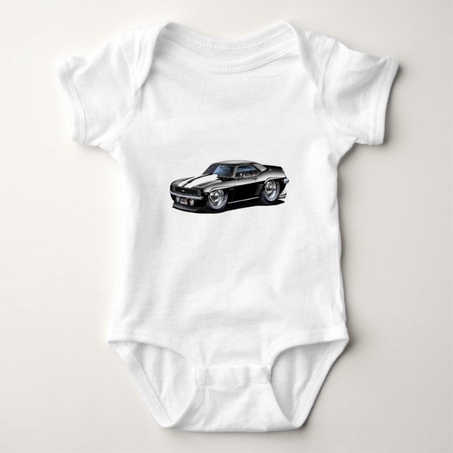 1969 Camaro Black-White Car Baby Bodysuit (Front)
