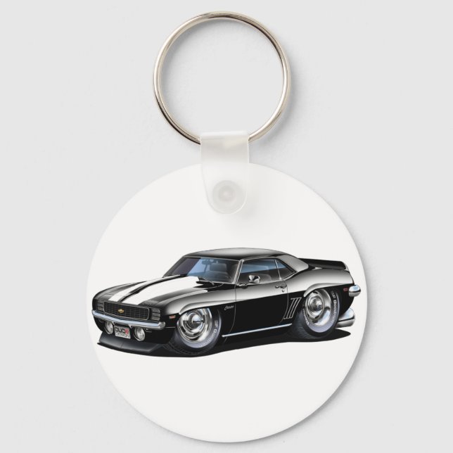 1969 Camaro Black-White Car Keychain (Front)