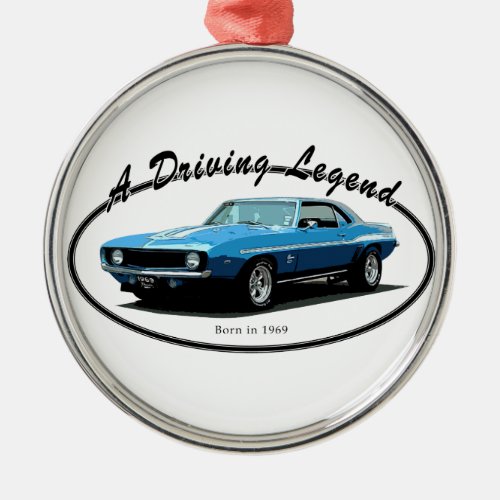 1969 Camaro blue Metal Ornament